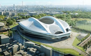 新国立競技場の完成予想図=日本スポーツ振興センター提供
