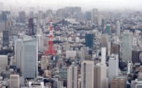 東京タワー周辺のビル群