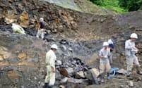 福井県勝山市北谷で進む恐竜化石の発掘調査