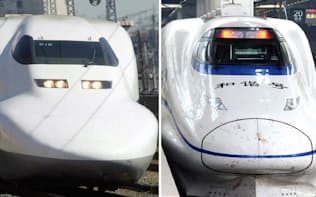 JR東海の新幹線「のぞみ」（写真左）と中国の高速鉄道