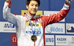 競泳の瀬戸大也は昨年の世界選手権400メートル個人メドレーで2連覇。リオ五輪でも金メダルの期待がかかる=共同