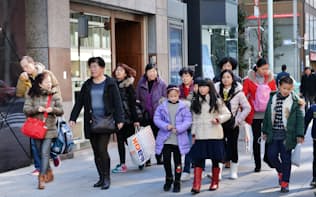訪日外国人の消費の裾野は広がっている（1月、東京都中央区銀座）