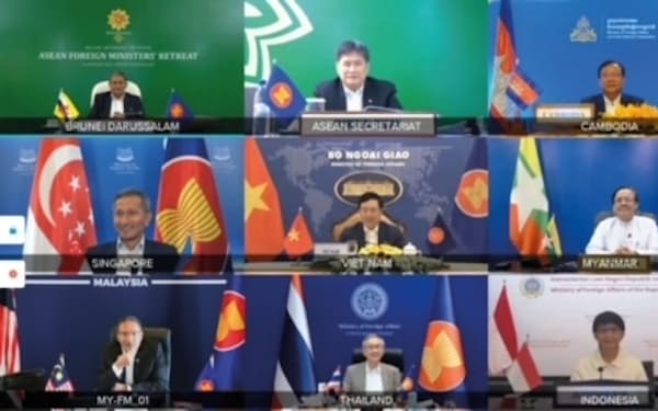 新型コロナの感染拡大が続く中、ASEANはオンラインで外相会議を開いた（マレーシア政府提供）