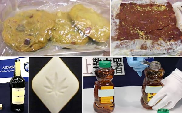 菓子や液状などに加工された薬物（大阪税関提供）