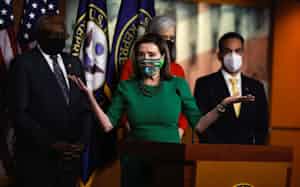 U.S. Speaker of the House Nancy Pelosi speaks during a news conference on the day the House of Representatives is expected to vote on legislation to provide $1.9 trillion in new coronavirus relief at the U.S. Capitol in Washington, U.S., February 26, 2021. REUTERS/Carlos Barria U.S. Speaker of the House Nancy Pelosi speaks during a news conference on the day the House of Representatives is expected to vote on legislation to provide $1.9 trillion in new coronavirus relief at the U.S. Capitol in Washington, U.S., February 26, 2021. REUTERS/Carlos Barria