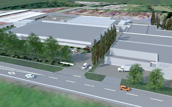 大館試薬センターに第2工場を新設する(完成イメージ、建屋の右側が第2工場)