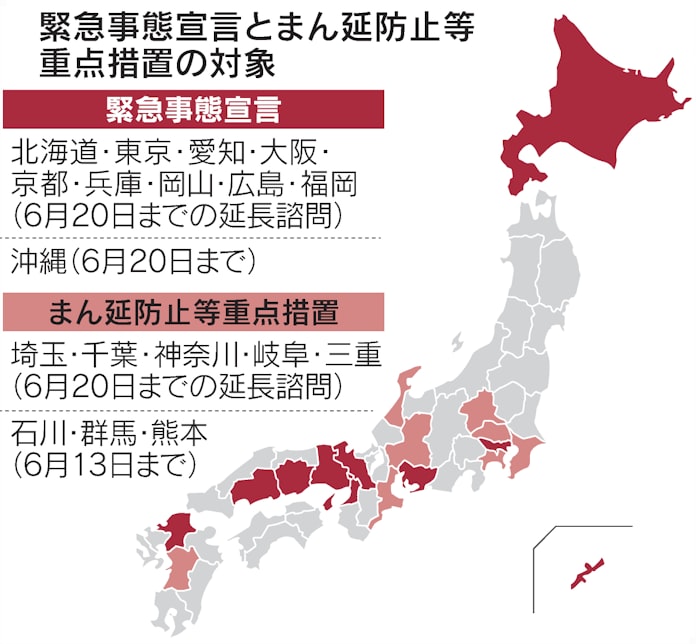 新型コロナ 緊急事態宣言 6月日まで延長 政府28日に諮問 日本経済新聞 新型コロナ 緊急事態宣言 6月日まで延長 政府28日に諮問 日本経済新聞