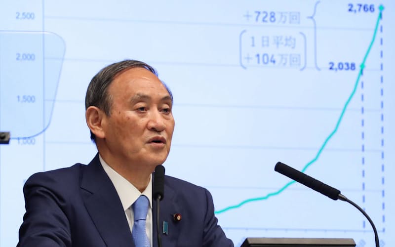記者会見で9都道府県への緊急事態宣言解除について説明する菅首相(17日、首相官邸) 記者会見で9都道府県への緊急事態宣言解除について説明する菅首相(17日、首相官邸)