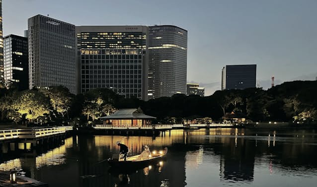 浜離宮庭園のライトアップ動画を配信 東京都公園協会 日本経済新聞