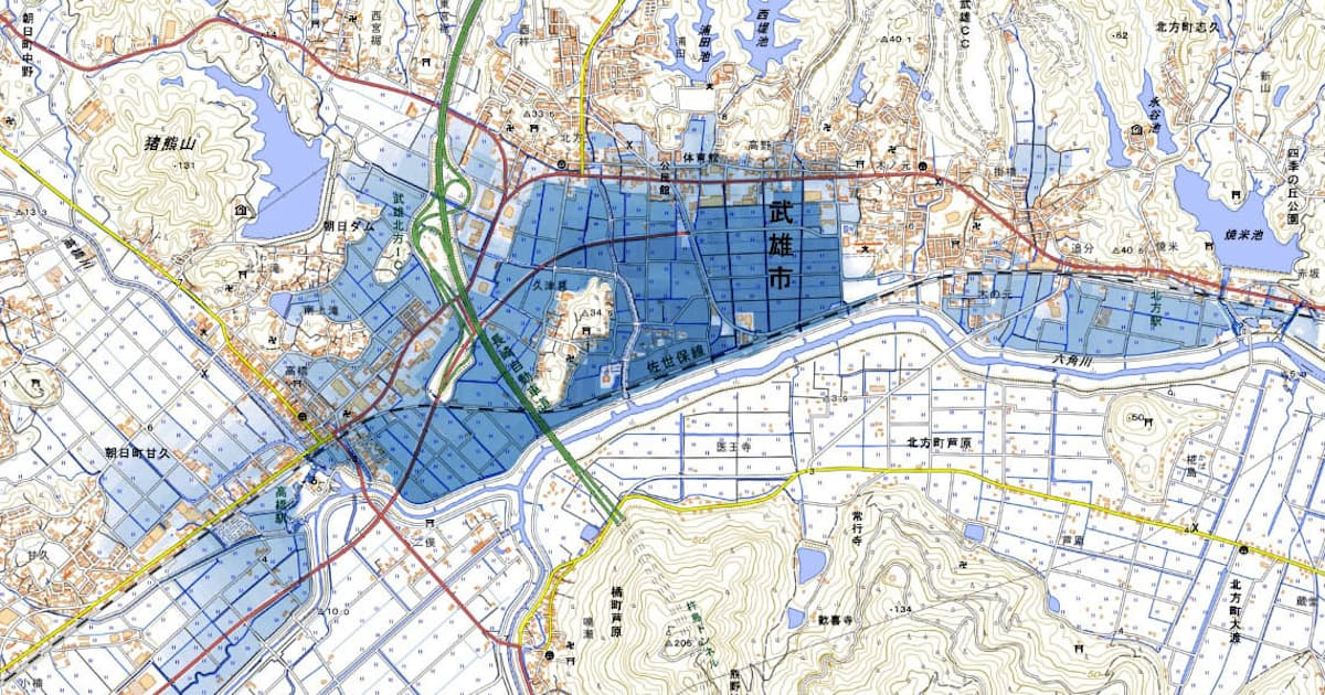 六角川で4平方キロ浸水か 国土地理院が浸水推定図 日本経済新聞