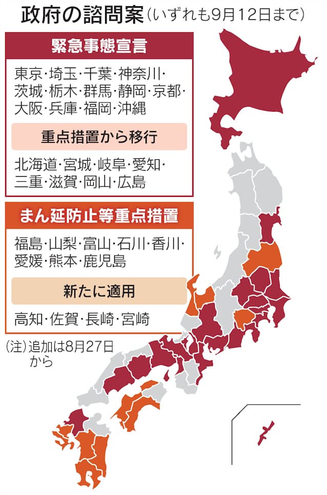 新型コロナ 緊急事態 21都道府県に 愛知など8道県追加を25日決定 日本経済新聞 新型コロナ 緊急事態 21都道府県に 愛知など8道県追加を25日決定 日本経済新聞