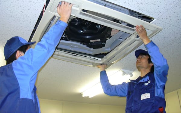 天井に設置する空調は施工業者の負担が大きい
