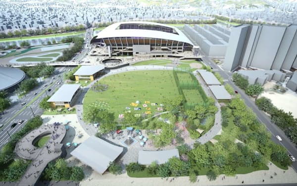 サッカースタジアム隣接広場のイメージ