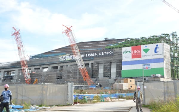 北海道北広島市では23年開業にむけてボールパークの建設が進む（9月19日）