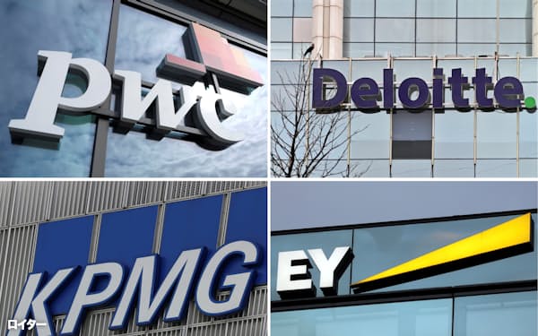 A combination of file pictures shows logos of Price Waterhouse Coopers, Deloitte, KPMG and Ernst & Young. REUTERS/File Photos