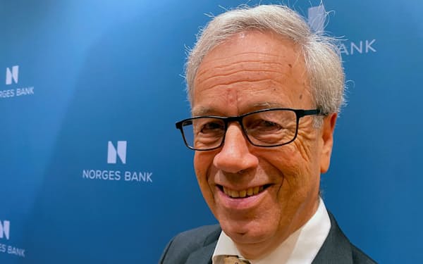 ノルウェー中央銀行のオルセン総裁（オスロ、23日）＝ロイター