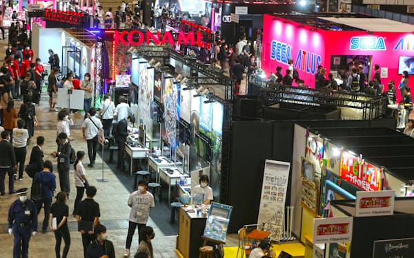 東京ゲームショウ2021オンラインが開幕。インフルエンサーなど向けに展示会場が設けられた（9月30日、千葉市の幕張メッセ）
