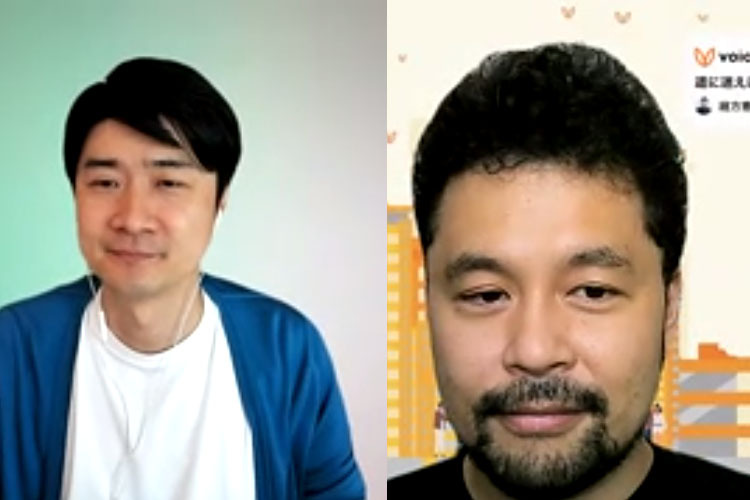 オンラインで対談する田川欣哉Takram代表(左)と緒方憲太郎VoicyCEO