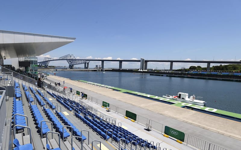 海の森水上競技場(7月、東京都江東区)=共同 海の森水上競技場(7月、東京都江東区)=共同