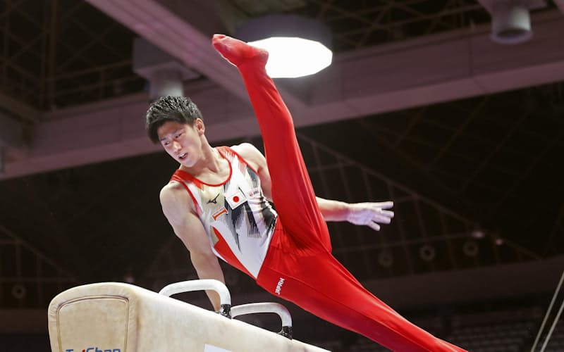 男子予選 橋本大輝のあん馬=共同 男子予選 橋本大輝のあん馬=共同