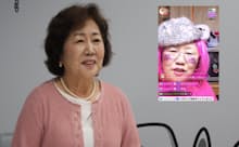 70歳を過ぎてライブ配信を始めた「せんちゃん」(右側はライブ配信中の様子)