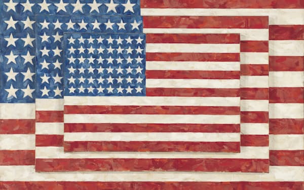 ジャスパー・ジョーンズ「３つの旗」（1958年、ホイットニー美術館蔵）Ｊａｓｐｅｒ Ｊｏｈｎｓ， Ｔｈｒｅｅ Ｆｌａｇｓ， １９５８，Ｗｈｉｔｎｅｙ Ｍｕｓｅｕｍ ｏｆ Ａｍｅｒｉｃａｎ Ａｒｔ， Ｎｅｗ Ｙｏｒｋ； ｐｕｒｃｈａｓｅ， ｗｉｔｈ ｆｕｎｄｓ ｆｒｏｍ ｔｈｅ Ｇｉｌｍａｎ Ｆｏｕｎｄａｔｉｏｎ， Ｉｎｃ．， Ｔｈｅ Ｌａｕｄｅｒ Ｆｏｕｎｄａｔｉｏｎ Ａ． Ａｌｆｒｅｄ Ｔａｕｂａｍ， Ｌａｕｒａ-Ｌｅｅ Ｗｈｉｔｔｉｅｒ Ｗｏｏｄｓ， Ｈｏｗａｒｄ Ｌｉｐｍａｎ， ａｎｄ Ｅｄ Ｄｏｗｎｅ ｉｎ ｈｏｎｏｒ ｏｆ ｔｈｅ Ｍｕｓｅｕｍ’ｓ ５０ｔｈ Ａｎｎｉｖｅｒｓａｒｙ ８０．３２．　© ２０２１ Ｊａｓｐｅｒ Ｊｏｈｎｓ ／ ＶＡＧＡ ａｔ Ａｒｔｉｓｔｓ Ｒｉｇｈｔｓ Ｓｏｃｉｅｔｙ （ＡＲＳ）， ＮＹ