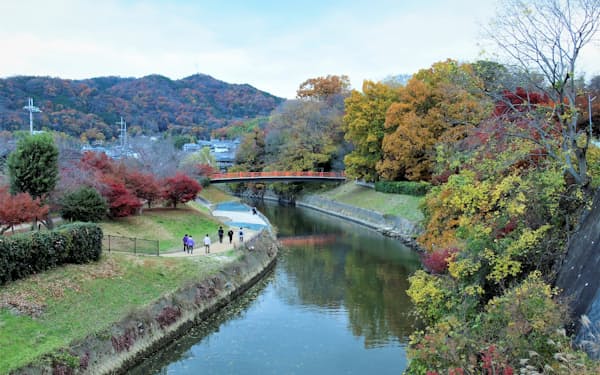 斑鳩町・岩瀬橋付近からの眺望（奈良県提供）
