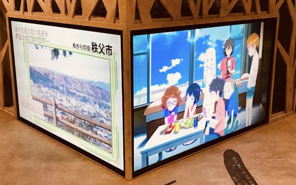 ところざわサクラタウンでは、埼玉の「アニメ聖地」に関する展示が始まった（11月、埼玉県所沢市の角川武蔵野ミュージアム）