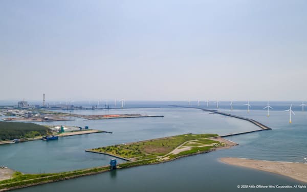 丸紅が秋田県で取り組む洋上風力発電所のイメージ（秋田洋上風力発電提供）