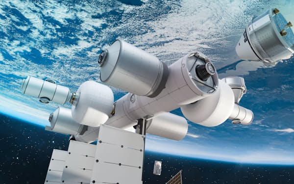 　米ブルーオリジンが構想する宇宙ステーション「オービタルリーフ」のイメージ＝同社提供・共同