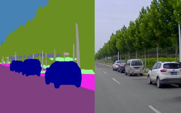 自動運転車の開発に使えるよう、車や道路の位置を自動で判別する＝アッペンジャパン提供