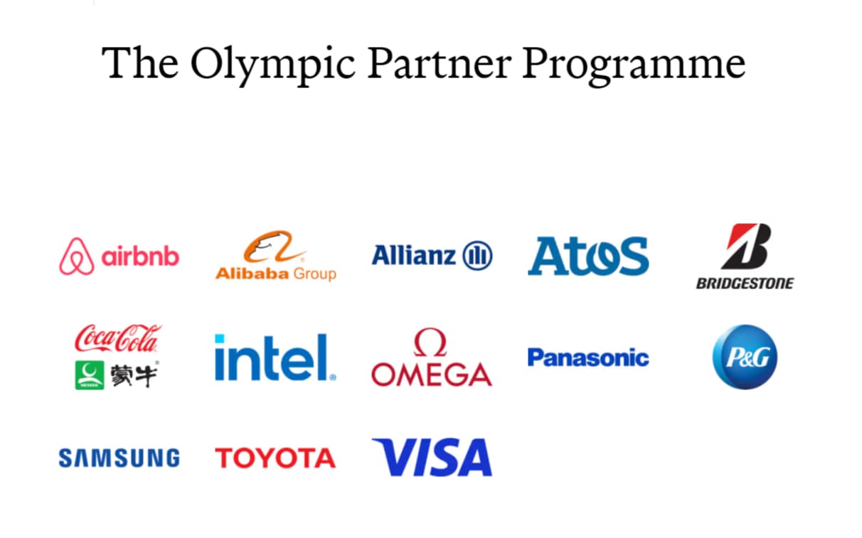オリンピックのパートナー企業には14社が名を連ねる（IOCの公式サイトより）