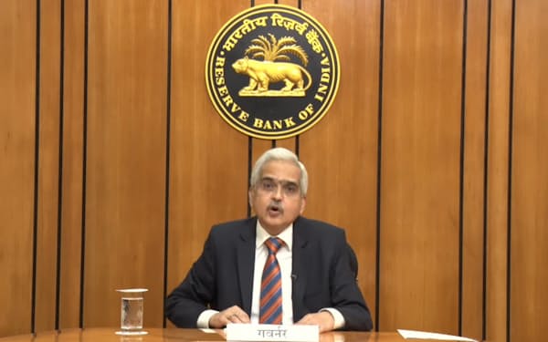 インド中銀のダス総裁はインド経済の状況について「継続的な政策支援が極めて重要だ」と述べた。（８日のオンライン演説）