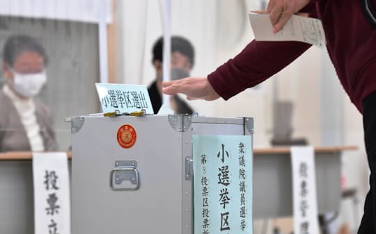 衆院選で投票する有権者(10月31日、東京都千代田区)
