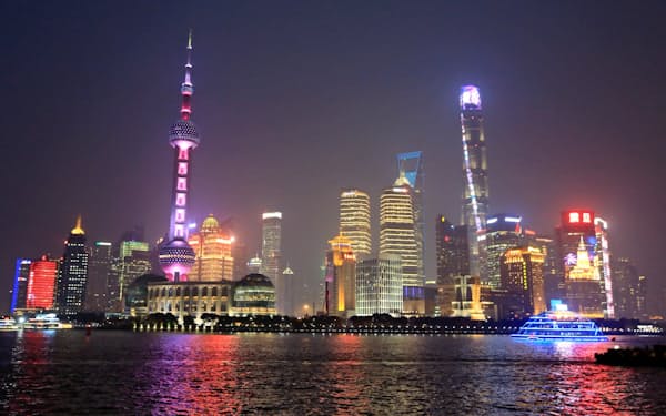上海の超高層ビルが連なる夜景