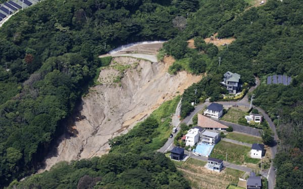 静岡県熱海市で７月に発生した土石流は盛り土部分が起点となった（８月）＝共同