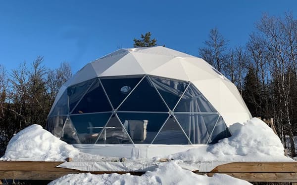 ドーム型テントで雪景色を楽しめる
