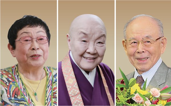 (写真左から)橋田寿賀子さん、瀬戸内寂聴さん、赤崎勇さん