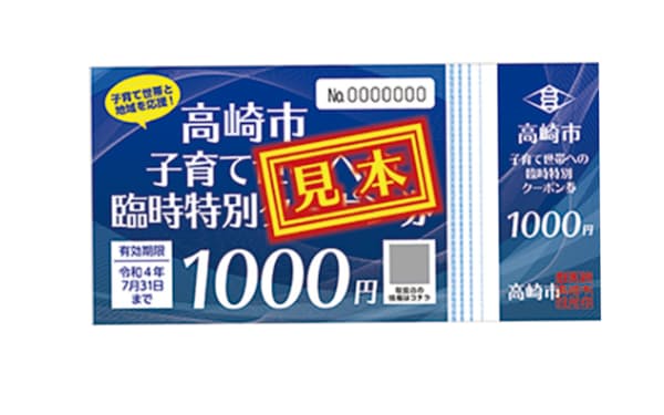 群馬県高崎市は「10万円給付」をクーポン併用で実施する（写真はイメージ）
