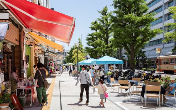 2017年にリニューアルした松山市の花園町通り（写真：山内紀人）