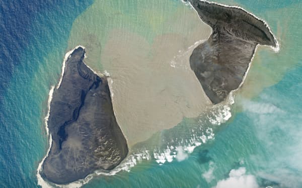 大噴火直前のトンガの海底火山フンガトンガ・フンガハーパイ＝Planet Labs