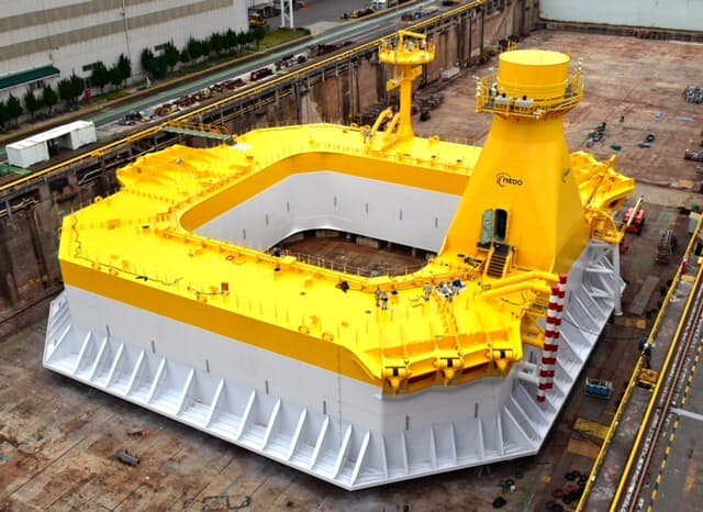 日立造船の浮体式洋上風力発電の浮体構造部=NEDO提供