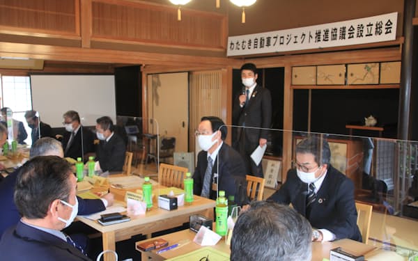 近江商人の屋敷だった施設を使って実証実験の協議会設立総会が開かれた（１７日、滋賀県日野町）