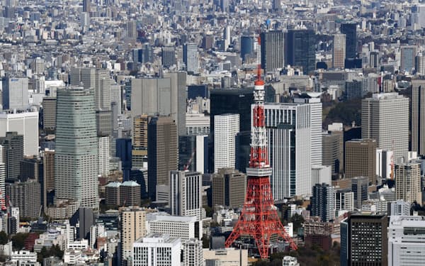 東京タワーと東京都心のビル群
