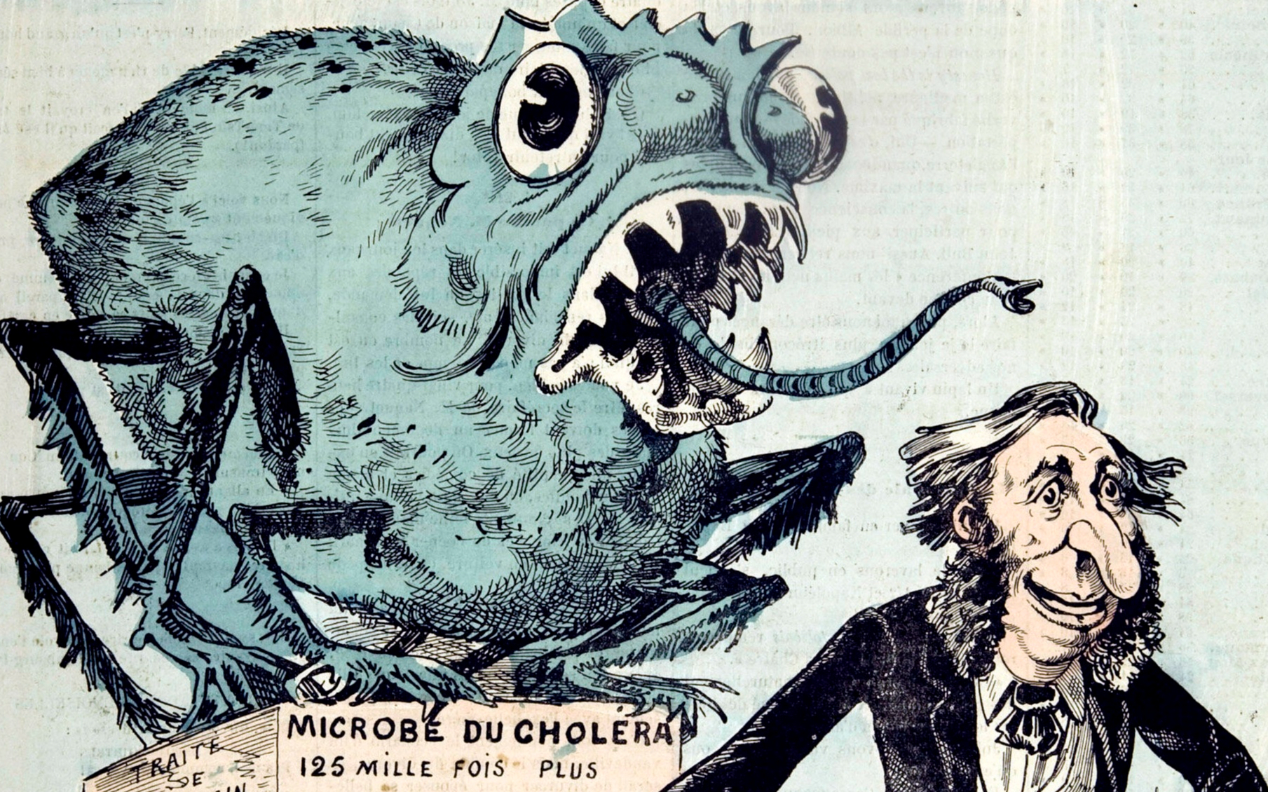 「コレラ菌の微生物」の想像図(1884年)