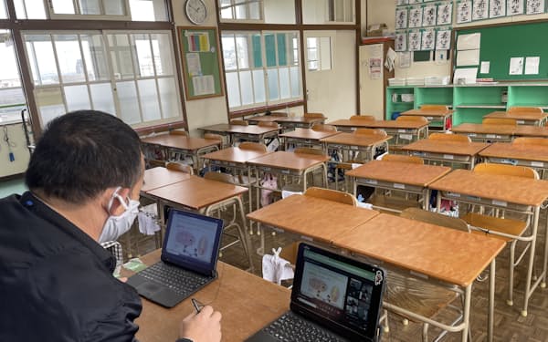 学級閉鎖となった福岡市内の小学校は、オンライン授業を実施