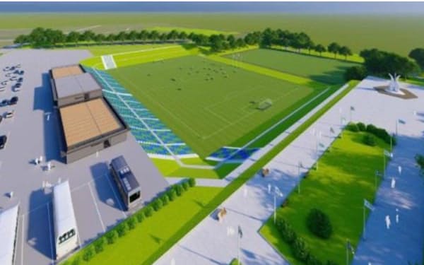 アンリミテッドが建設する鈴鹿市のサッカースタジアム完成予想図