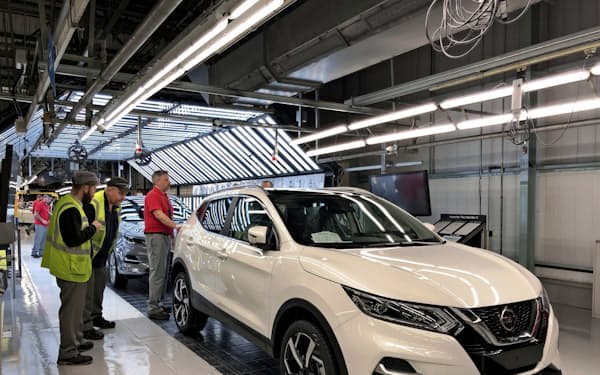 日産自動車の英サンダーランド工場の「キャシュカイ」生産ライン（2019年10月）