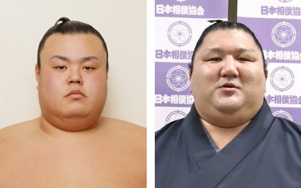 英乃海（左）、紫雷＝日本相撲協会提供・共同