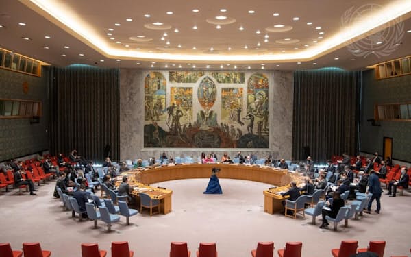 国連の安全保障理事会は31日、緊迫するウクライナ情勢について緊急会合を開いた=国連提供